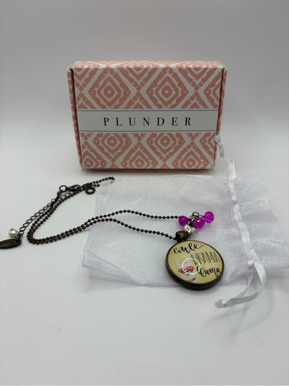 Plunder Pink Charm 'Little Drama Llama' Pendant Necklace